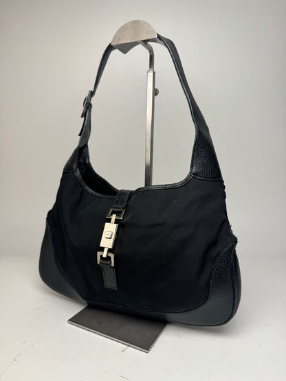 Vintage Gucci Jackie Canvas Leather Bag Black