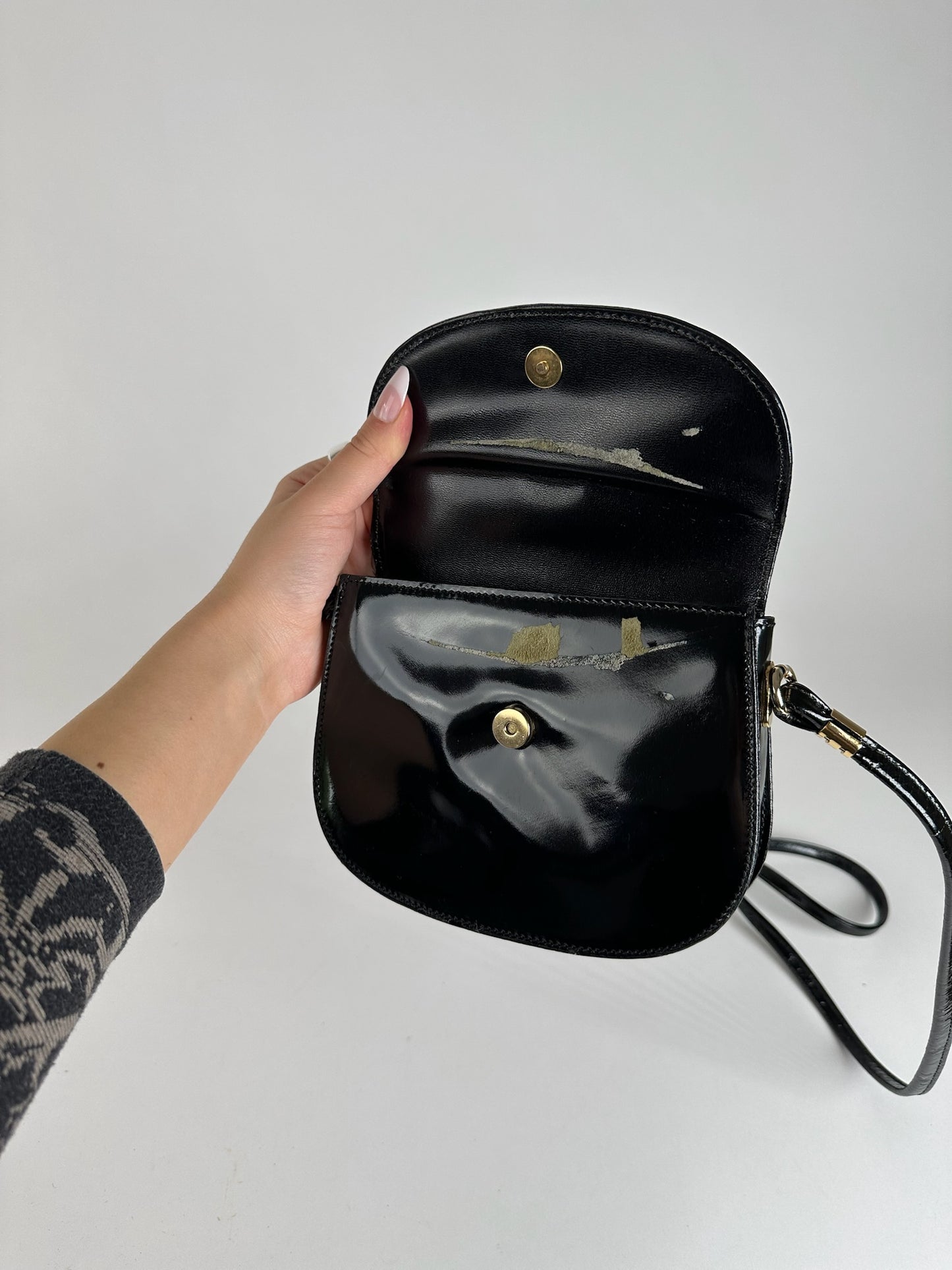 Vintage Celine Patent Leather Shoulder bag black