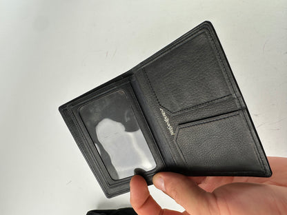 Vintage Yves Saint Laurent Grained Leather Bifold Card Holder Black