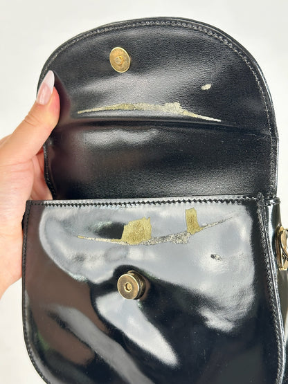 Vintage Celine Patent Leather Shoulder bag black