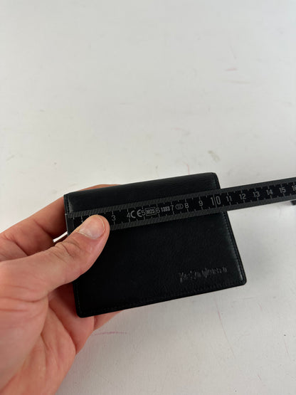 Vintage Yves Saint Laurent Grained Leather Bifold Card Holder Black
