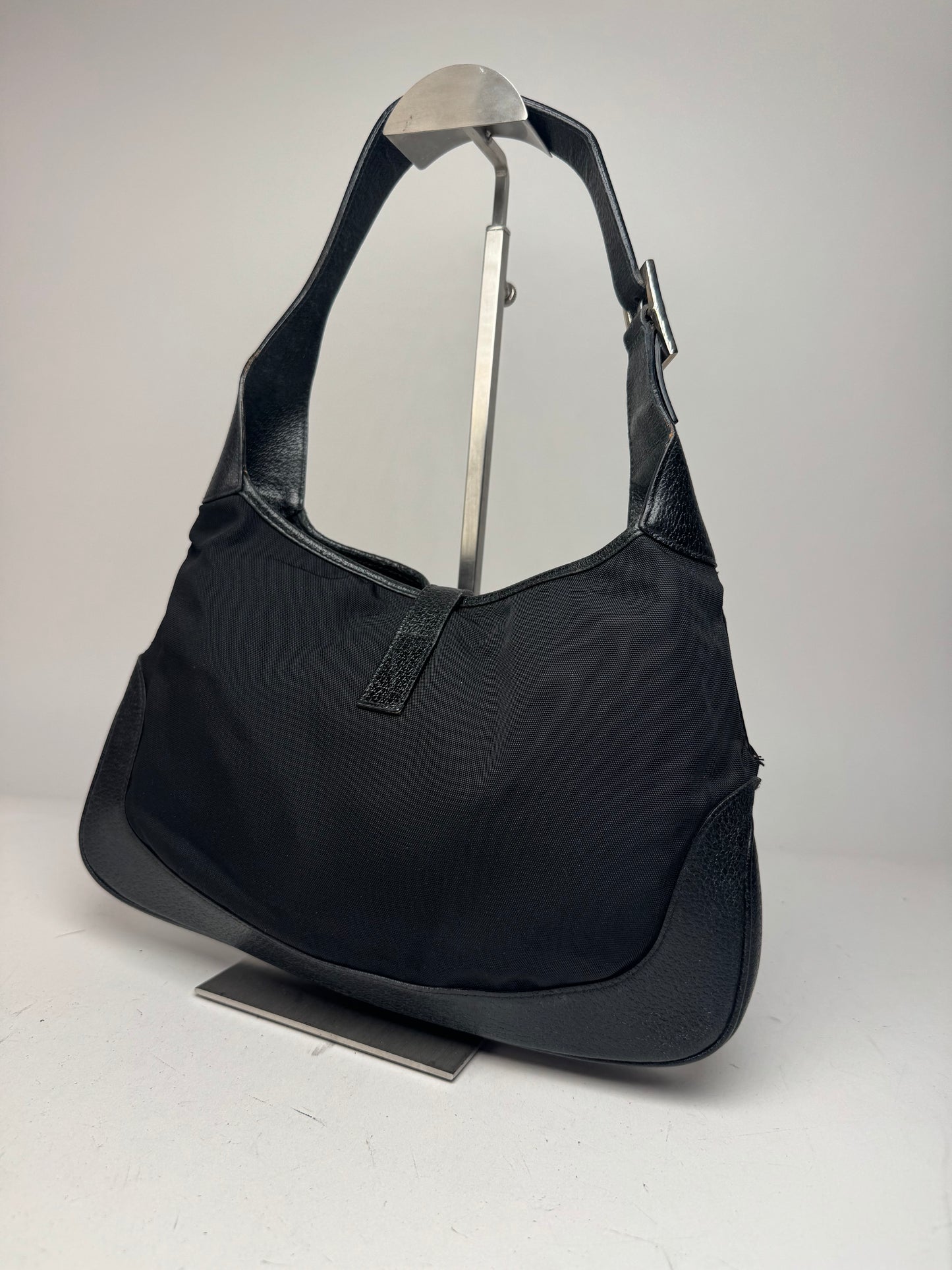 Vintage Gucci Jackie Canvas Leather Bag Black