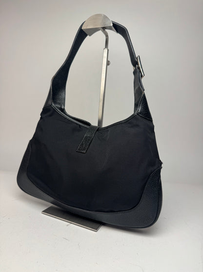 Vintage Gucci Jackie Canvas Leather Bag Black