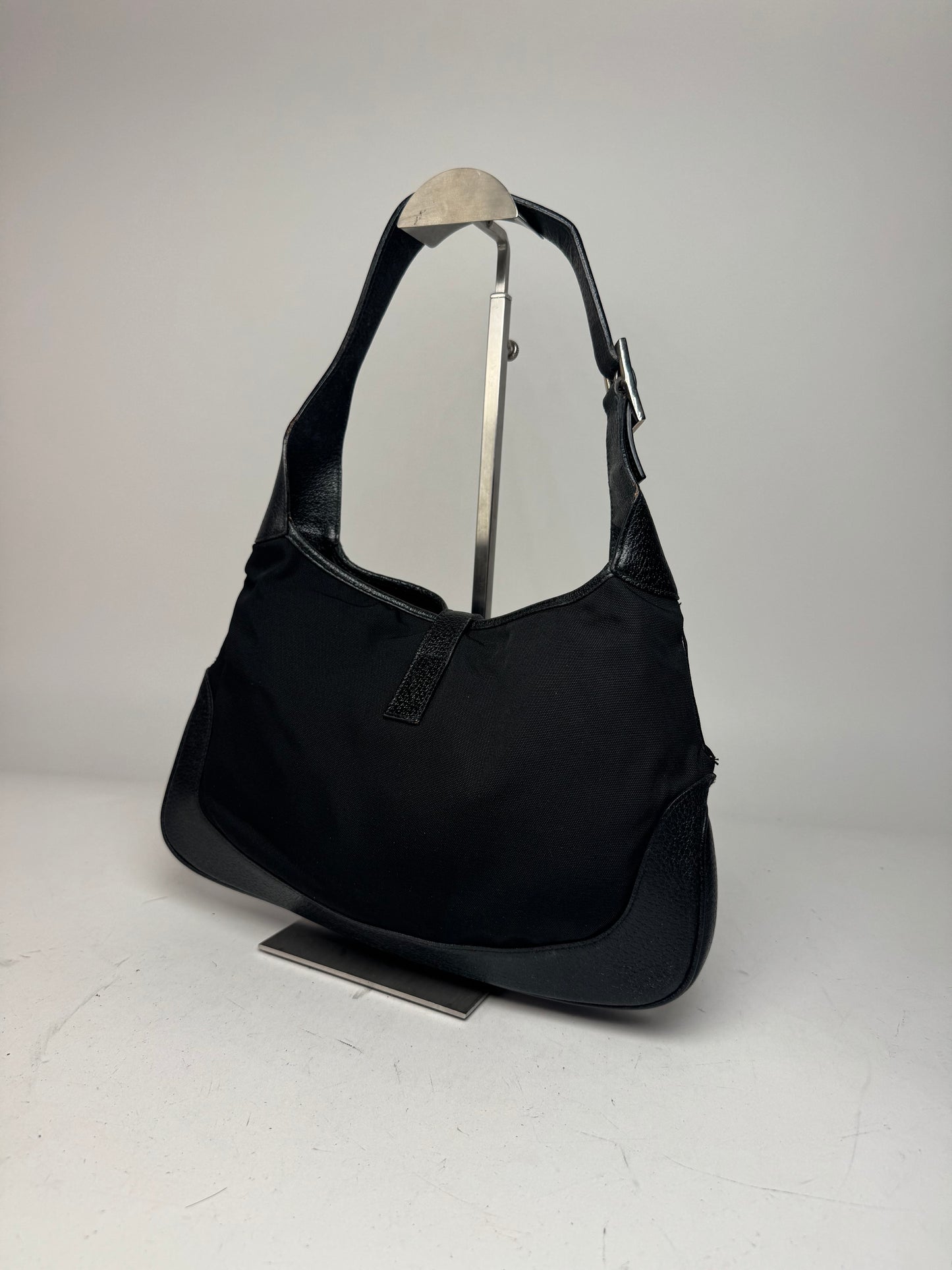 Vintage Gucci Jackie Canvas Leather Bag Black