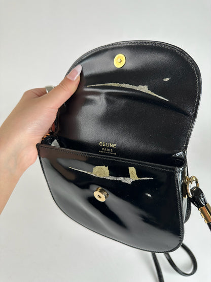 Vintage Celine Patent Leather Shoulder bag black