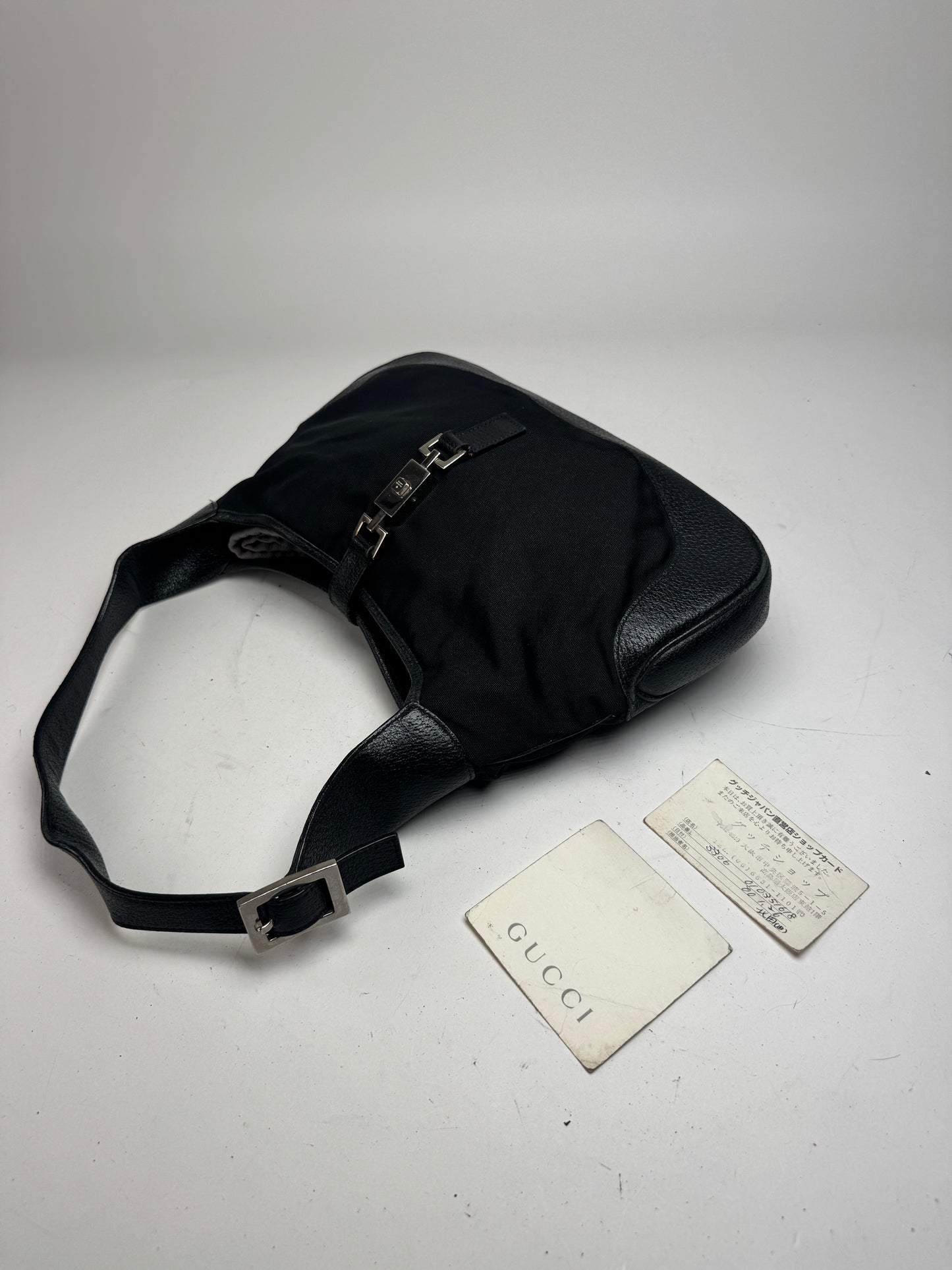 Vintage Gucci Jackie Canvas Leather Bag Black