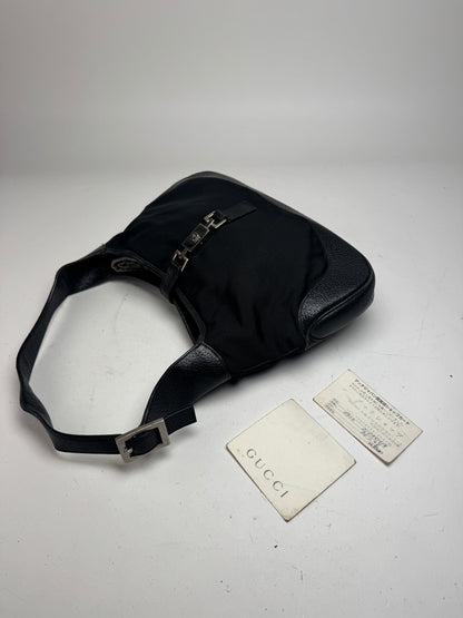 Vintage Gucci Jackie Canvas Leather Bag Black