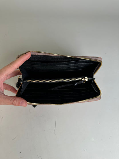 Vintage Chloe Leather Wallet Black Blush Pink Gold-Tone