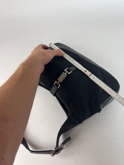 Vintage Gucci Jackie Canvas Leather Bag Black