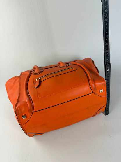 Vintage Celine Smooth Leather Tote Orange Gold