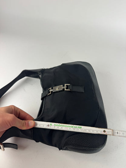 Vintage Gucci Jackie Canvas Leather Bag Black