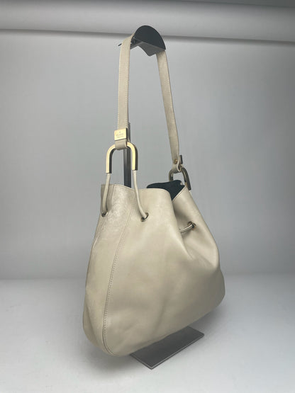 Vintage Gucci Leather Bucket Bag White