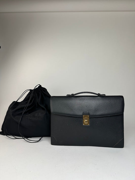 Vintage Loewe Madrid Leather Briefacase Black