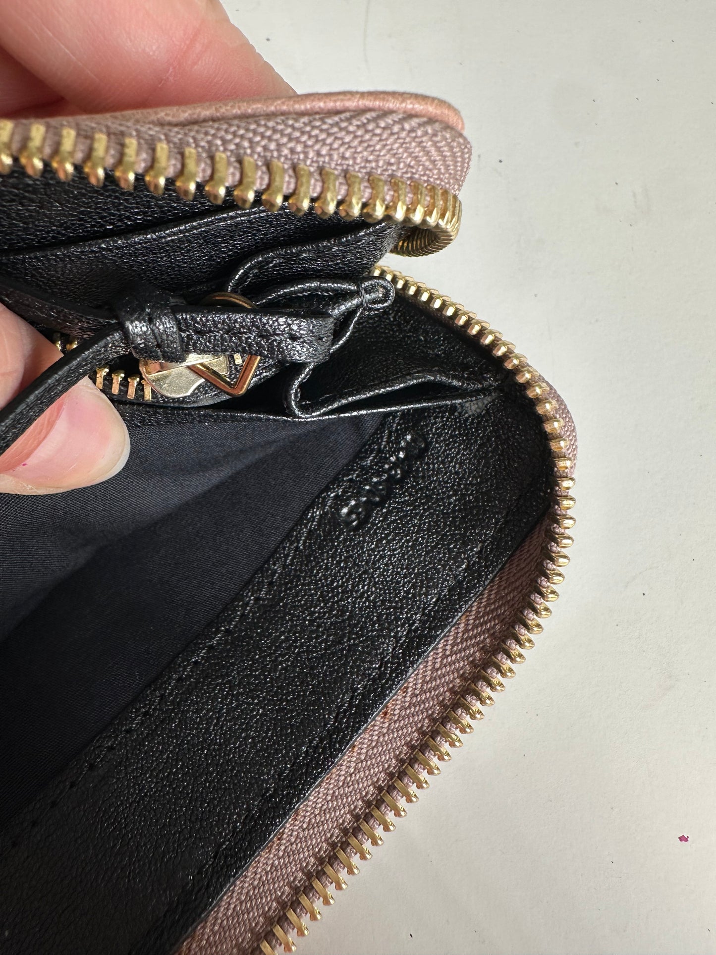 Vintage Chloe Leather Wallet Black Blush Pink Gold-Tone