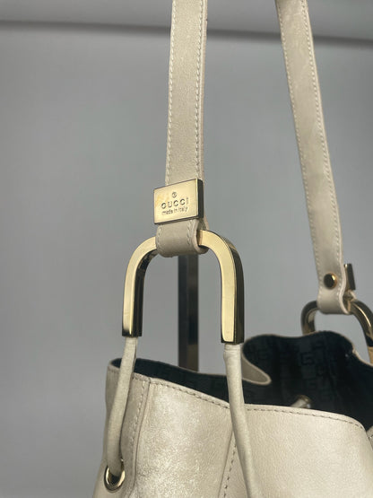 Vintage Gucci Leather Bucket Bag White