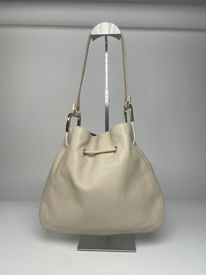 Vintage Gucci Leather Bucket Bag White