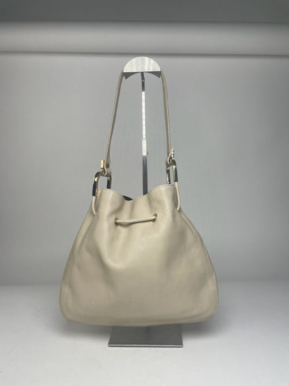 Vintage Gucci Leather Bucket Bag White