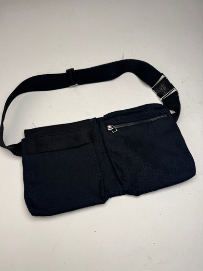 Vintage Gucci Monogram Crossbody / Waist Bag Black