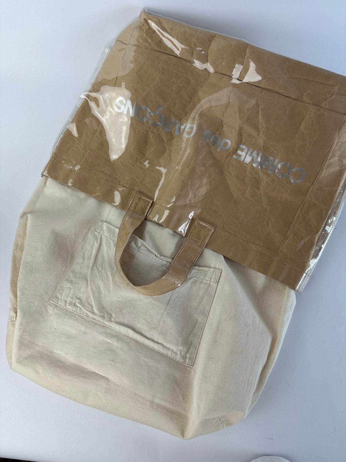 Vintage Comme des Garçons PVC Paper Tote Late 2010s Brown