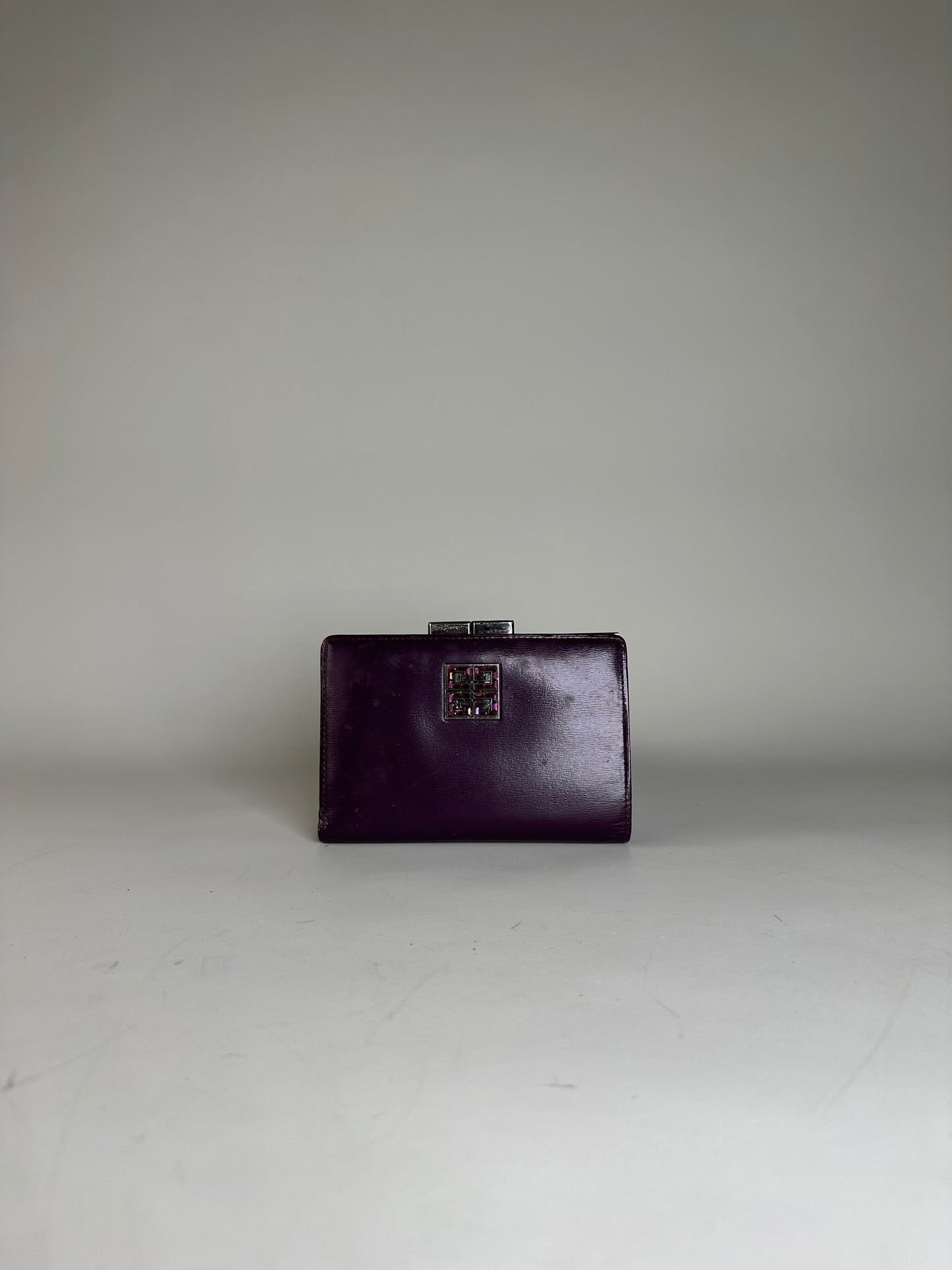 Vintage Givenchy Leather Wallet Purple Silver