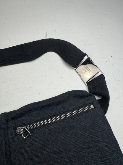 Vintage Gucci Monogram Crossbody / Waist Bag Black