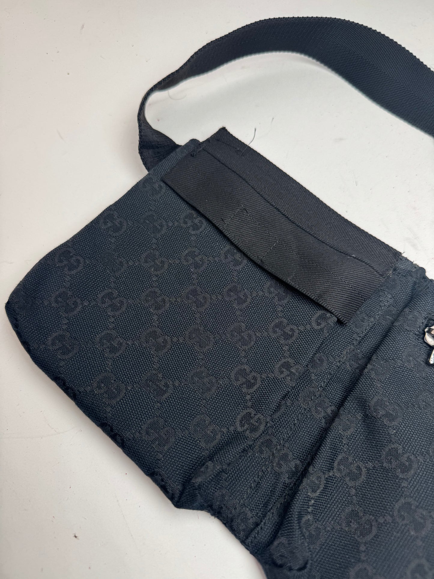 Vintage Gucci Monogram Crossbody / Waist Bag Black