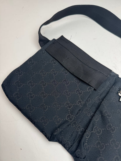 Vintage Gucci Monogram Crossbody / Waist Bag Black