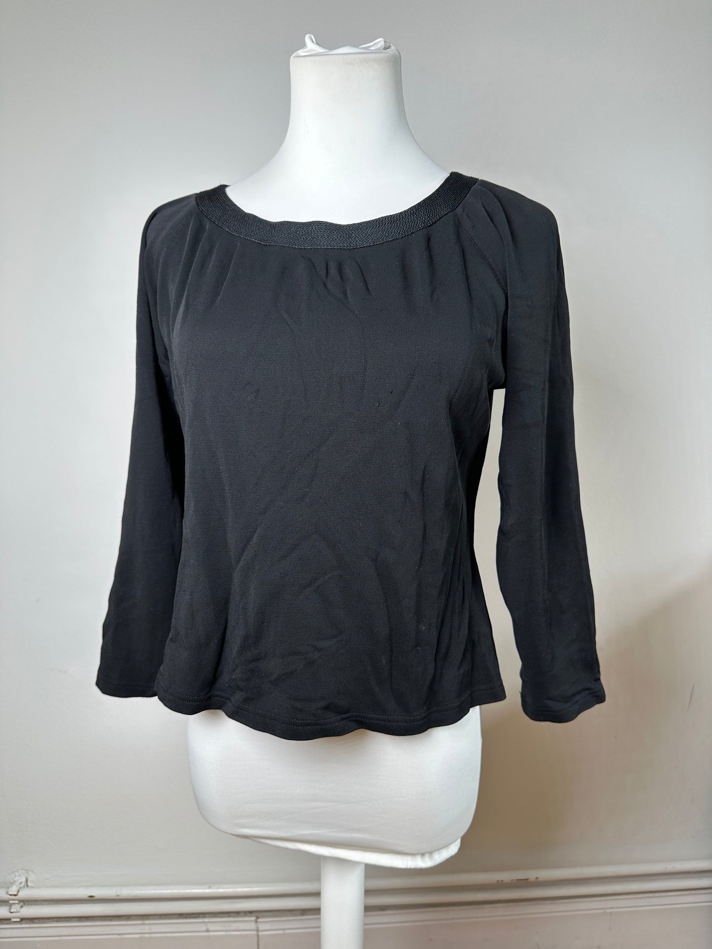 Vintage Christian Dior Boat Neck Jersey Top Black L