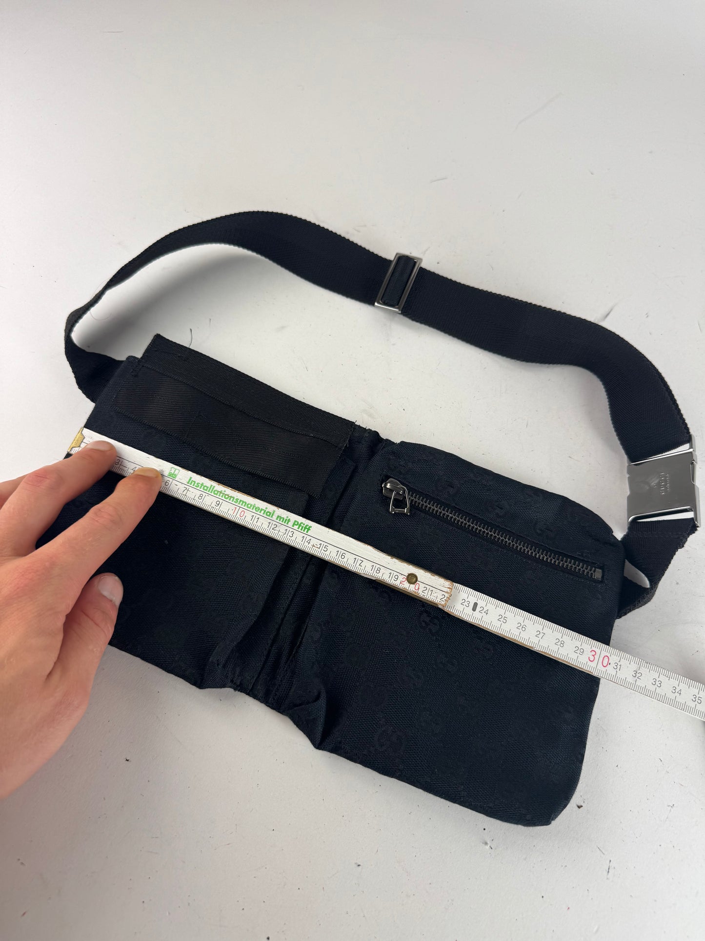 Vintage Gucci Monogram Crossbody / Waist Bag Black