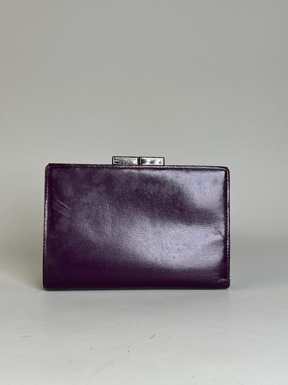 Vintage Givenchy Leather Wallet Purple Silver