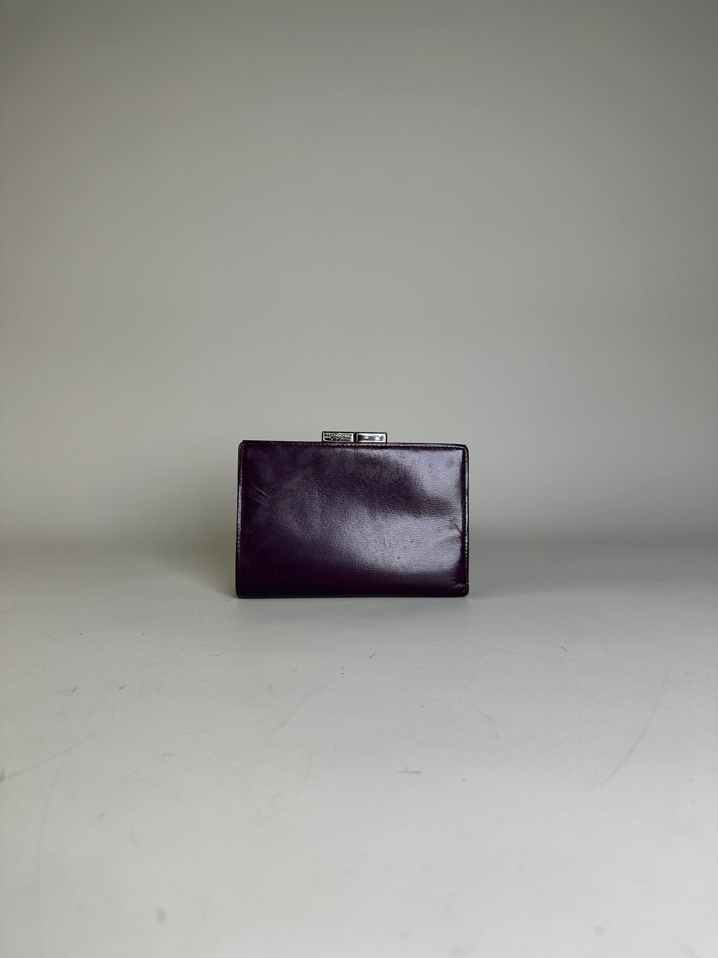 Vintage Givenchy Leather Wallet Purple Silver