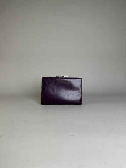 Vintage Givenchy Leather Wallet Purple Silver