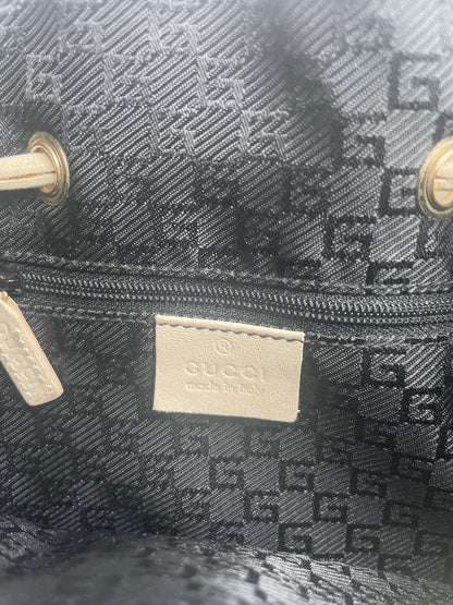 Vintage Gucci Leather Bucket Bag White