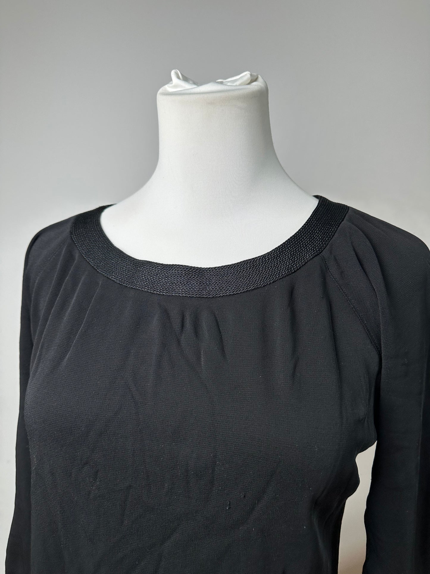 Vintage Christian Dior Boat Neck Jersey Top Black L