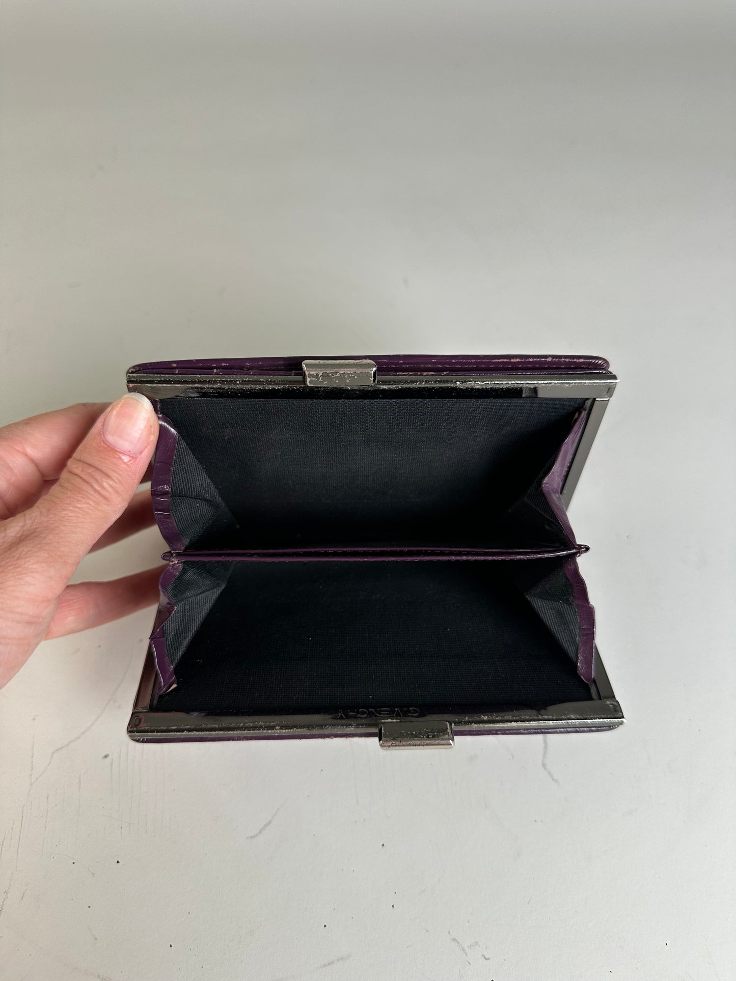 Vintage Givenchy Leather Wallet Purple Silver