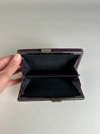 Vintage Givenchy Leather Wallet Purple Silver
