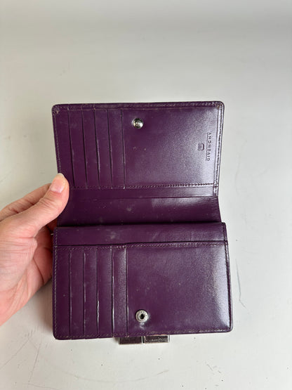 Vintage Givenchy Leather Wallet Purple Silver