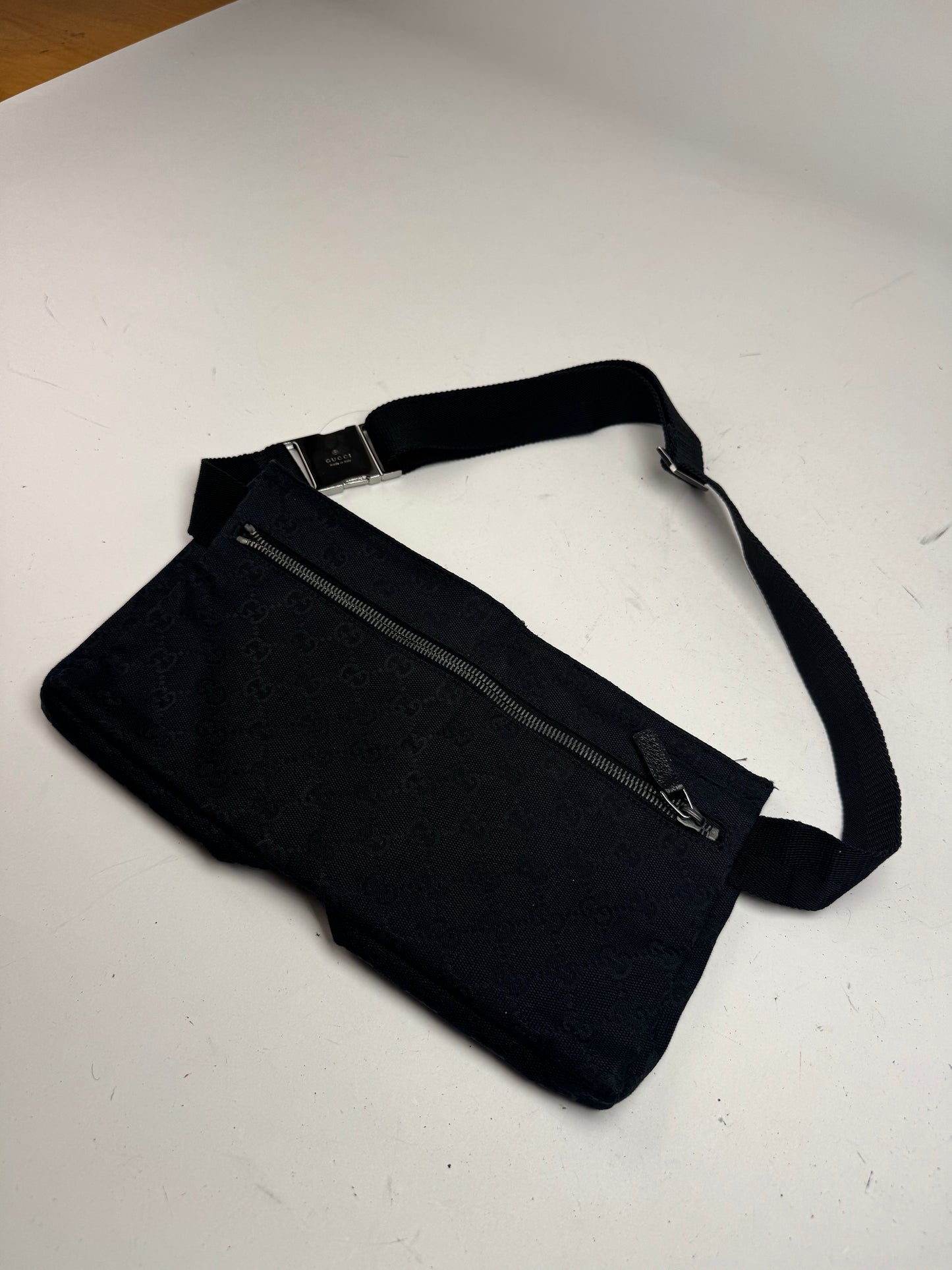 Vintage Gucci Monogram Crossbody / Waist Bag Black