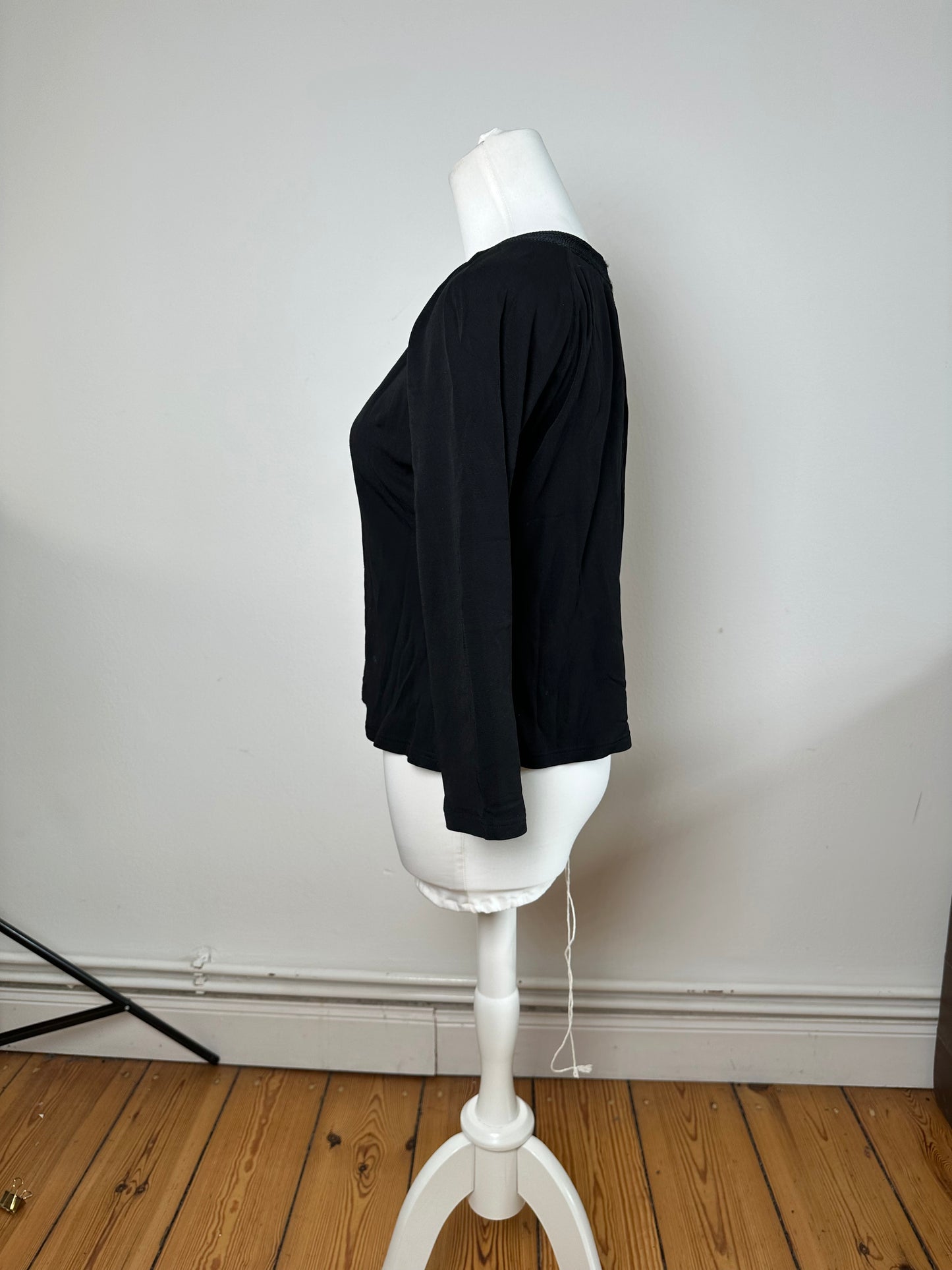 Vintage Christian Dior Boat Neck Jersey Top Black L