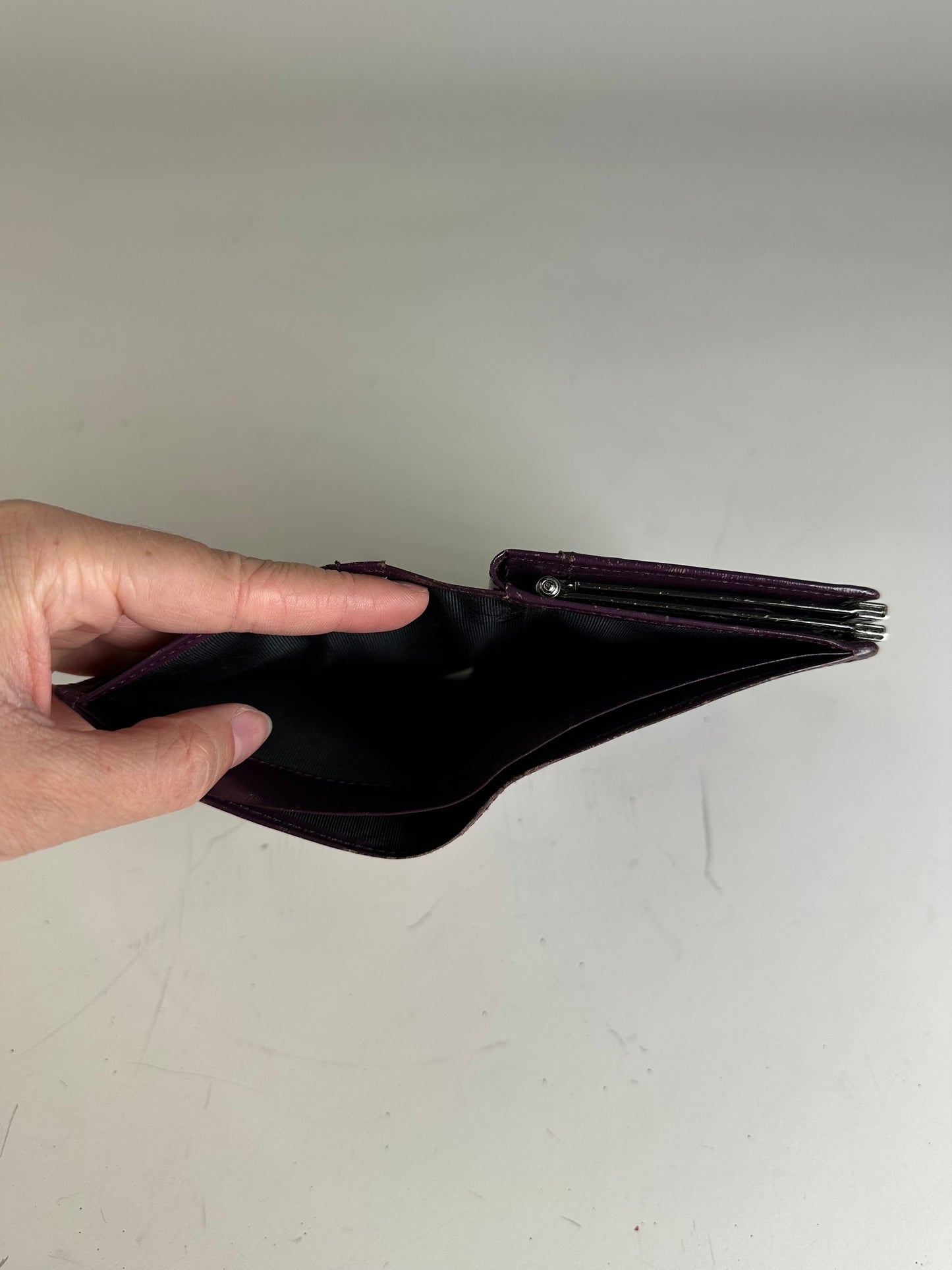 Vintage Givenchy Leather Wallet Purple Silver