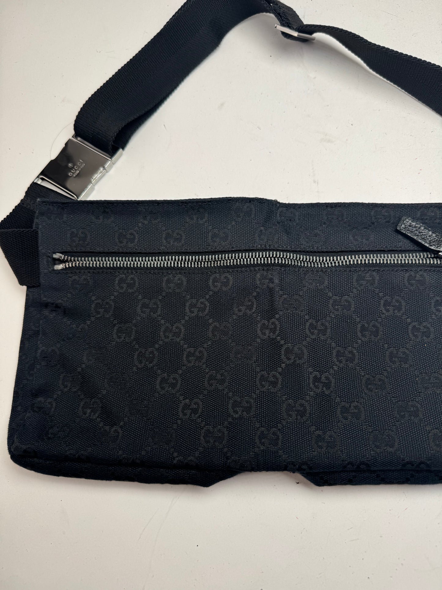 Vintage Gucci Monogram Crossbody / Waist Bag Black