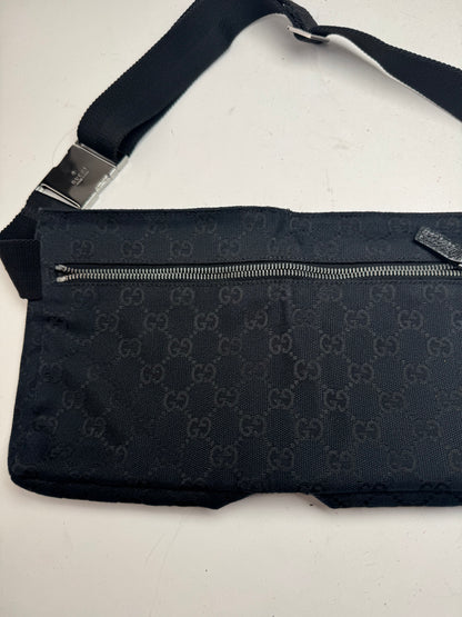 Vintage Gucci Monogram Crossbody / Waist Bag Black