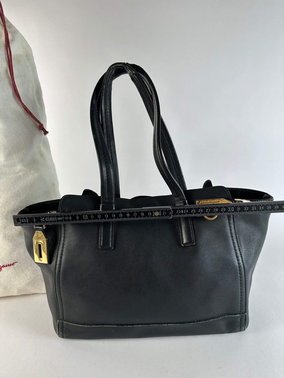 Vintage Salvatore Ferragamo Structured Top-Handle Bag Late 1990s Black