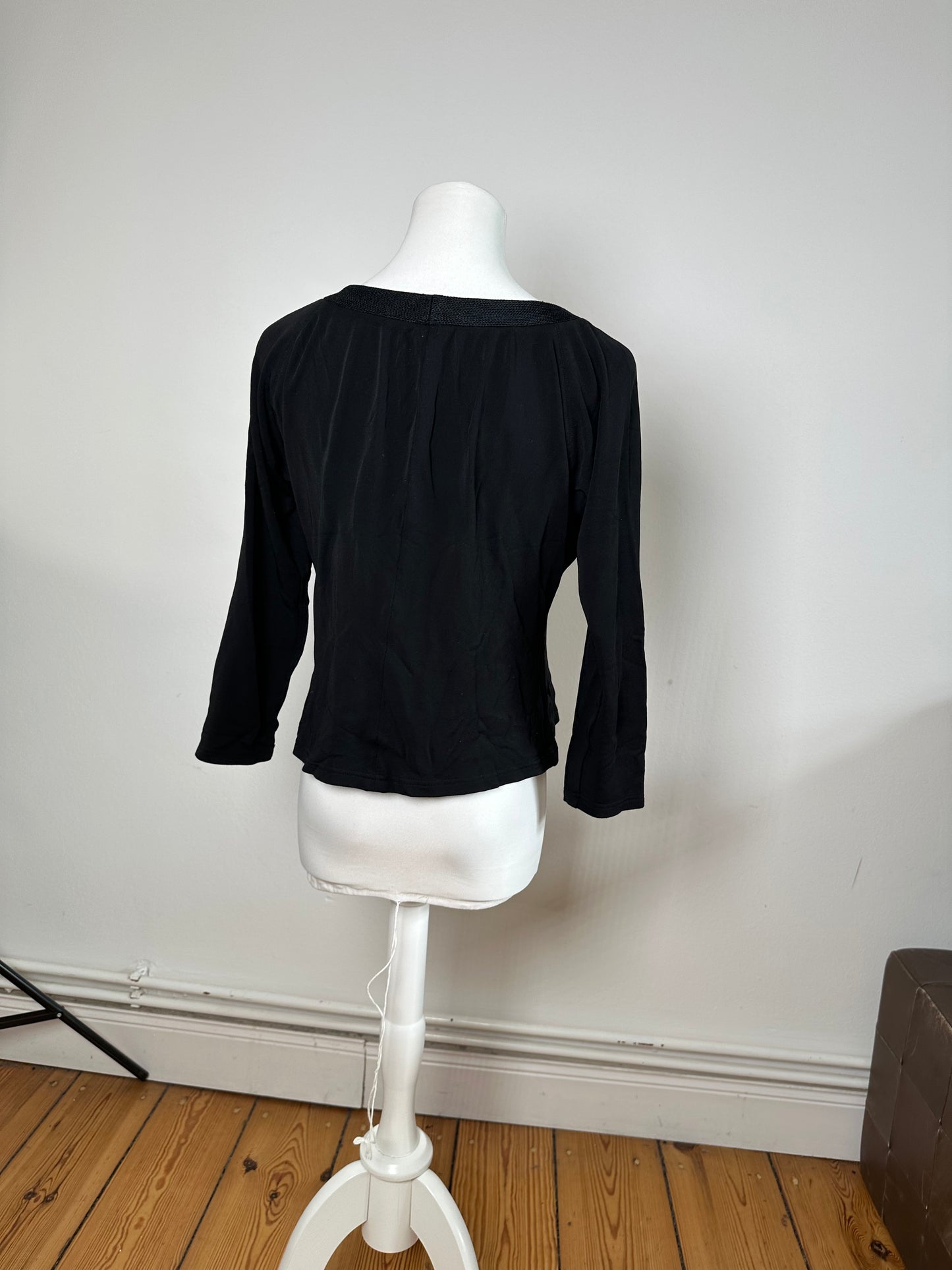 Vintage Christian Dior Boat Neck Jersey Top Black L