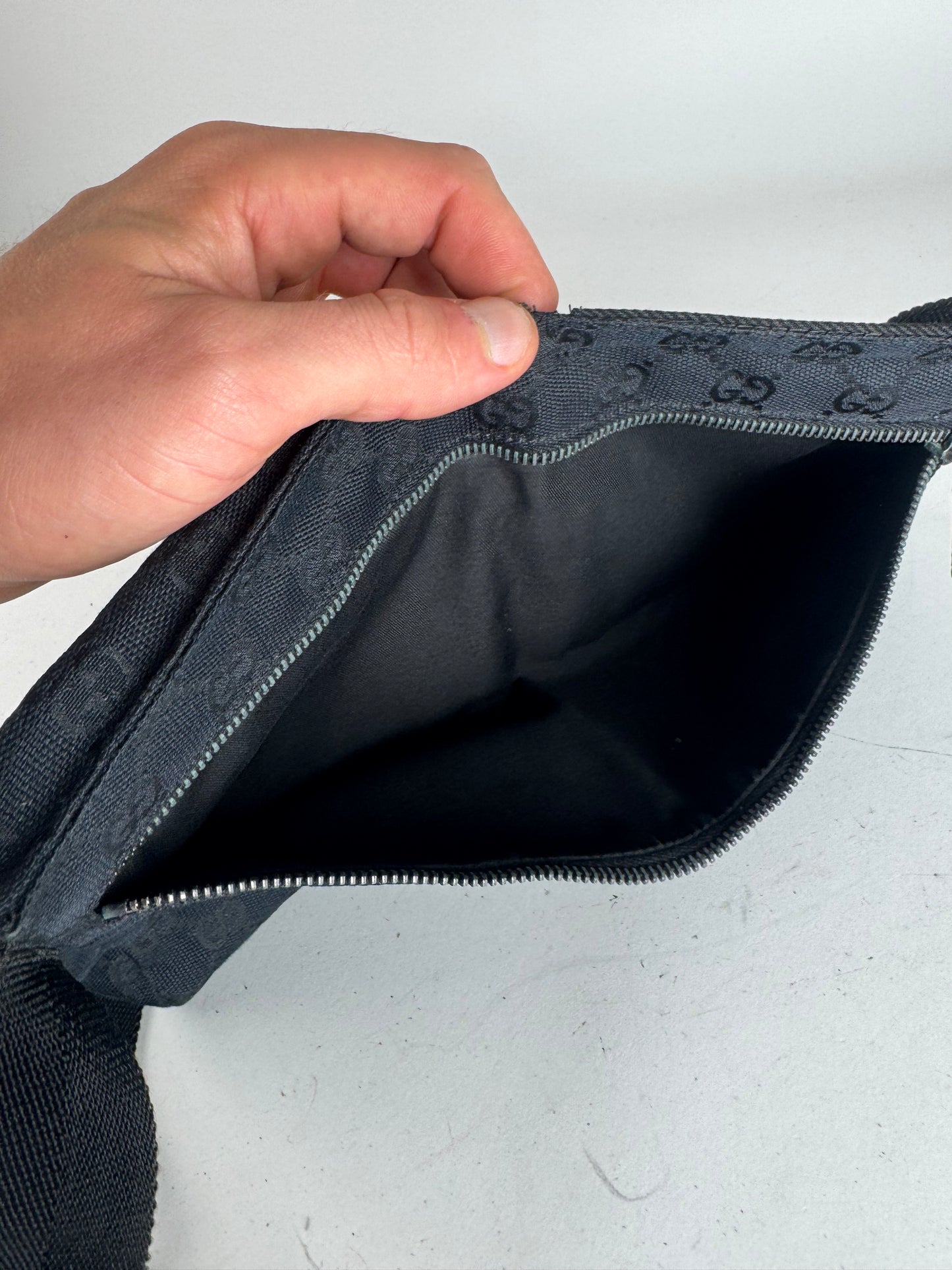 Vintage Gucci Monogram Crossbody / Waist Bag Black