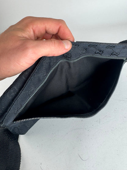 Vintage Gucci Monogram Crossbody / Waist Bag Black