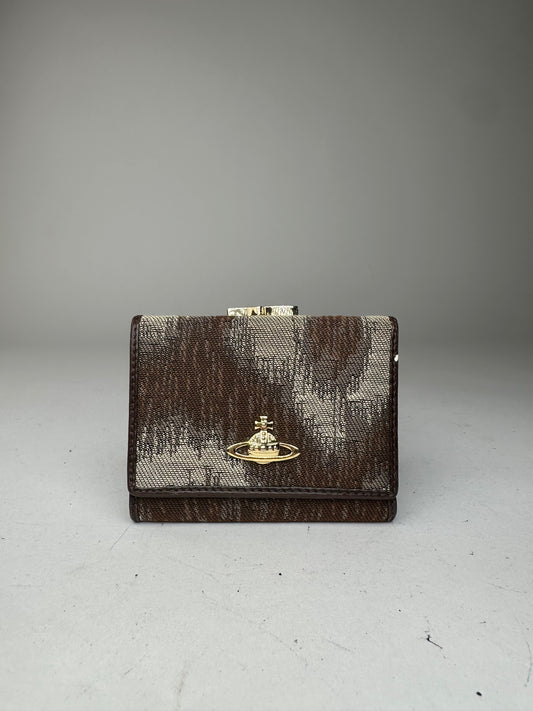 Vintage Vivienne Westwood Leather Canvas Wallet Brown white
