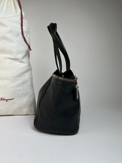 Vintage Salvatore Ferragamo Structured Top-Handle Bag Late 1990s Black