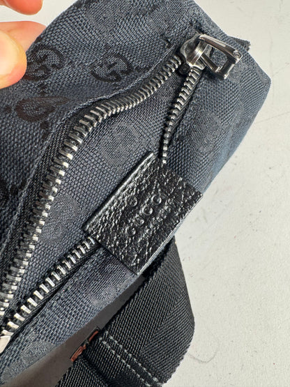 Vintage Gucci Monogram Crossbody / Waist Bag Black