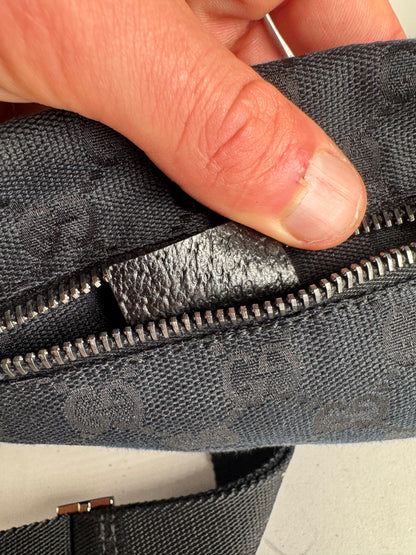 Vintage Gucci Monogram Crossbody / Waist Bag Black